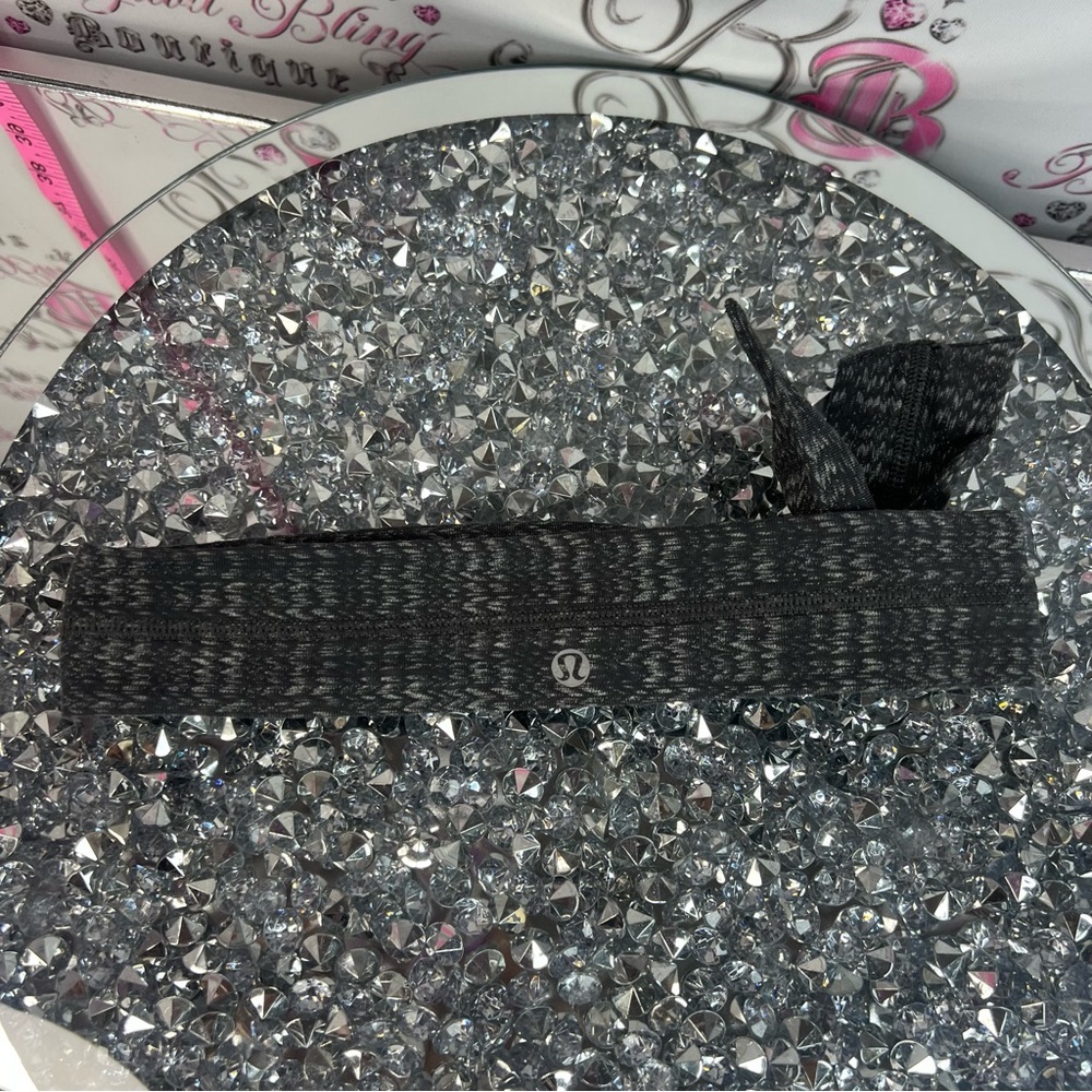 lululemon headband tie up Gray and Pink Knit Headband